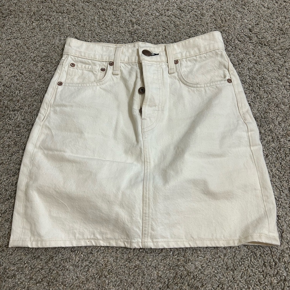Rag & Bone High Rise Mini Skirt Ecru Cotton Size 24 Preppy Party Pockets Travel